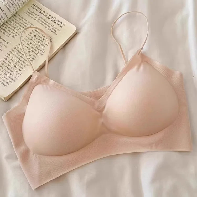 Summer V-Neck Seamless Bralette | Gathered No-Trace Comfort