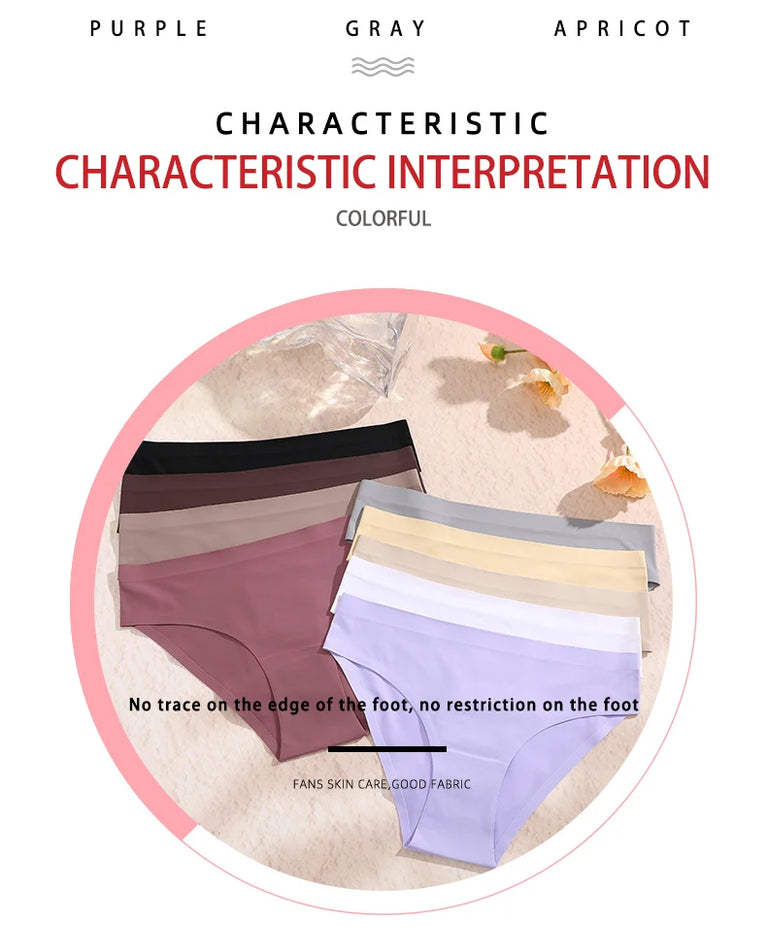 Sexy Ice Silk Women's Underwear – Low-Waist Seamless Invisible Briefs