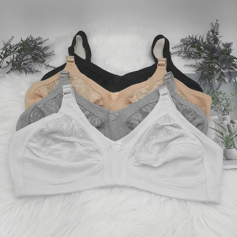Bamboo Fiber Wireless Bra – Full Coverage Lace Comfort