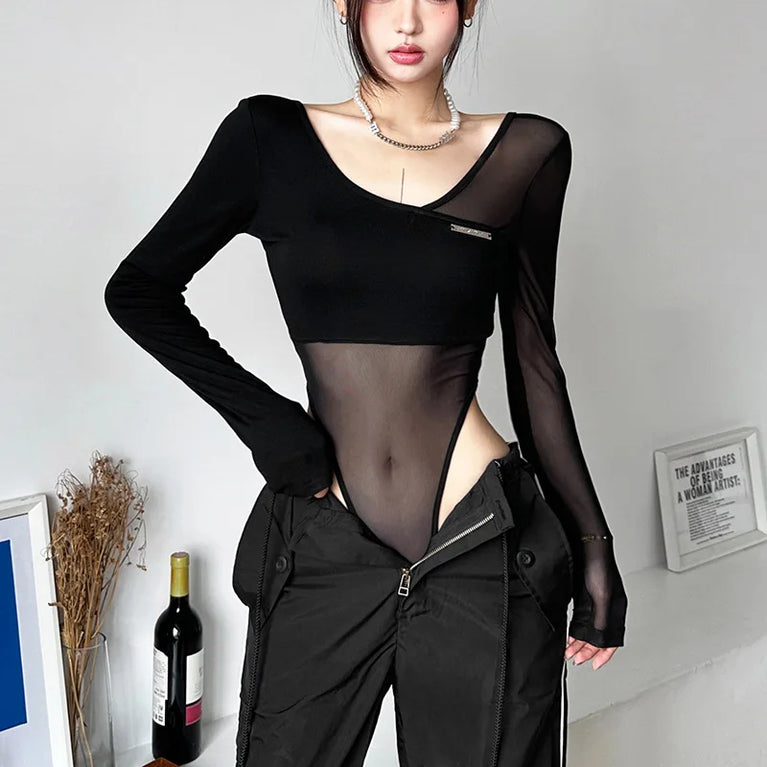 Long Sleeve Bodysuit | Sexy V-Neck Bodycon
