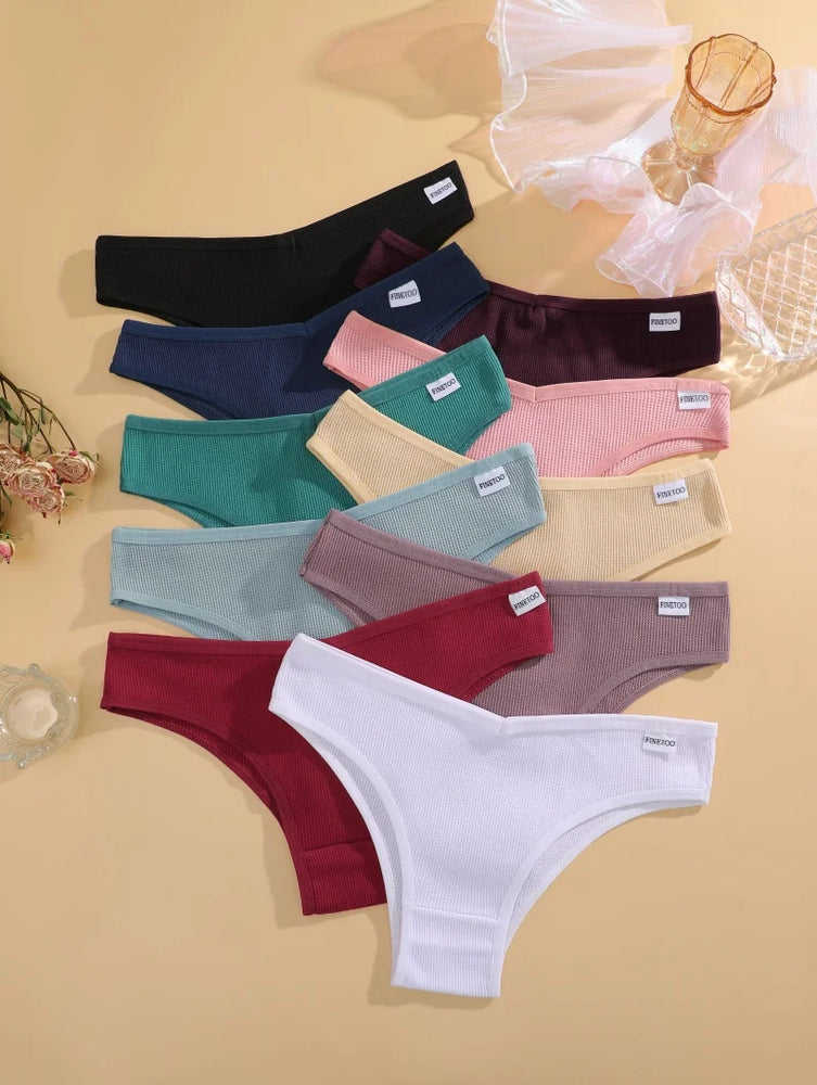 7pc Waffle Cotton Briefs | Sexy V-Waist Brazilian Set