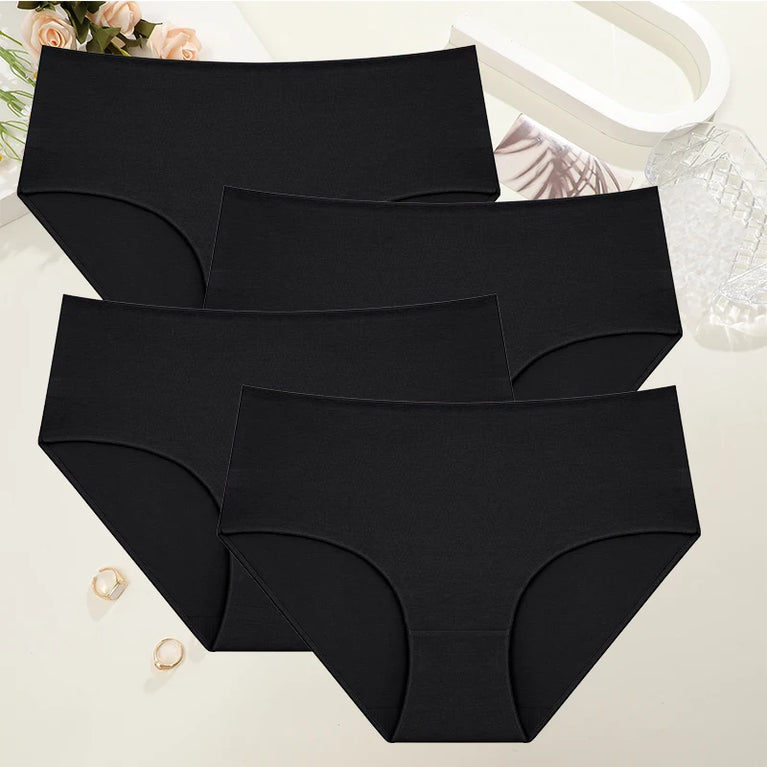 Comfort Cotton Panties (4-Pack) – Mid-Rise Seamless Breathable Briefs