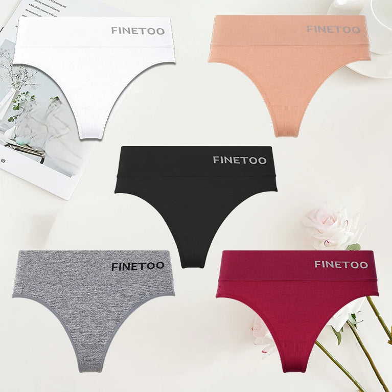 5-Pcs High-Waist Stretchy Thongs – Breathable Seamless G-String Set for Women (M-2XL)
