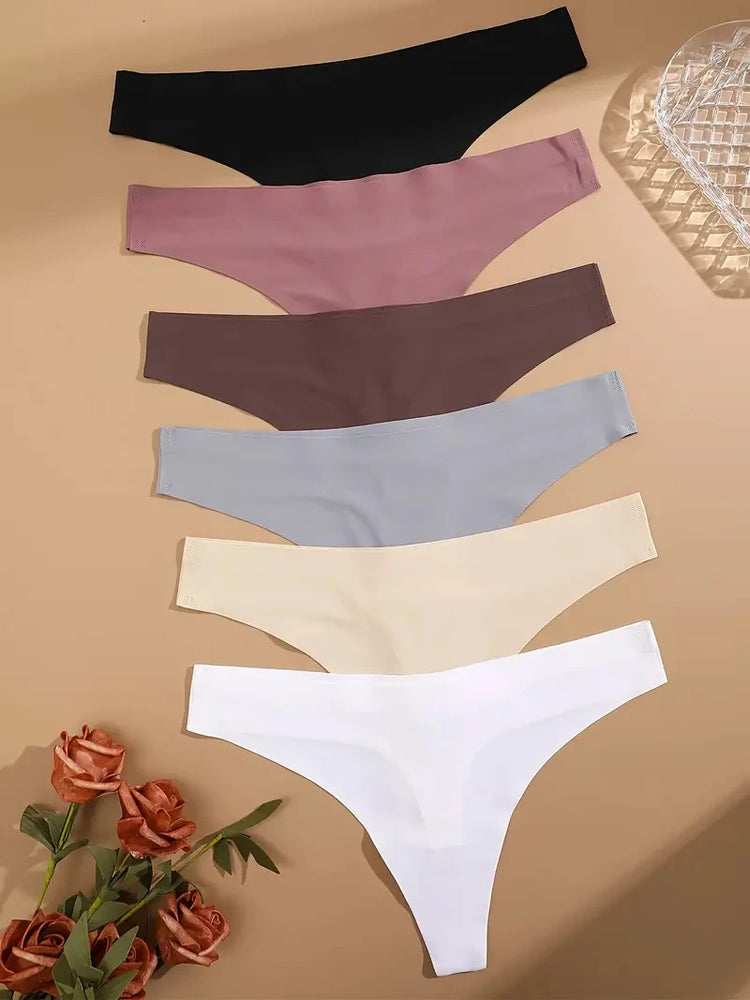 Ice Silk Seamless Thongs (6-Pack) – Low-Rise Breathable G-Strings