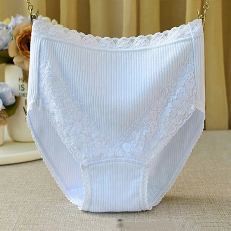 High-Waist Cotton Briefs | Seamless Lace-Trim Panties