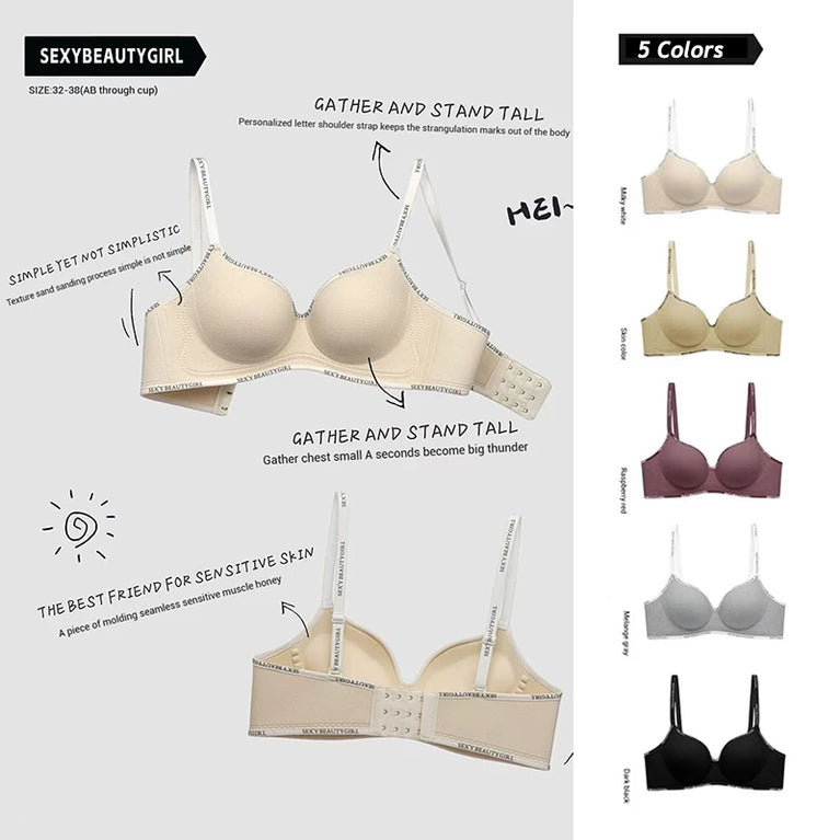 All Of Me Letter Strap Push-Up Bra | Wireless Plunge Support