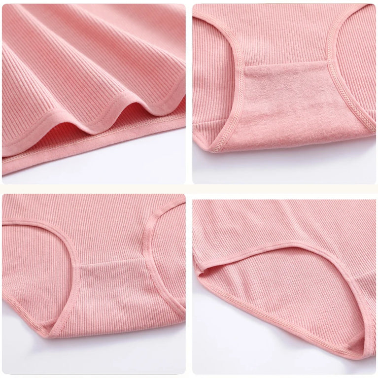 6pc Seamless Cotton Briefs | High-Waist Striped Set