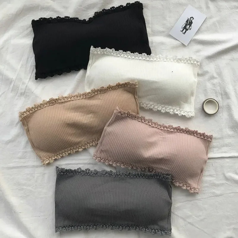 Summer Strapless Seamless Bra – Breathable Lace Chest Wrap
