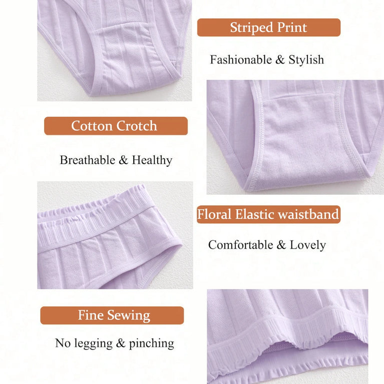 7pc Cotton Briefs | Seamless Mid-Rise Stripe Set