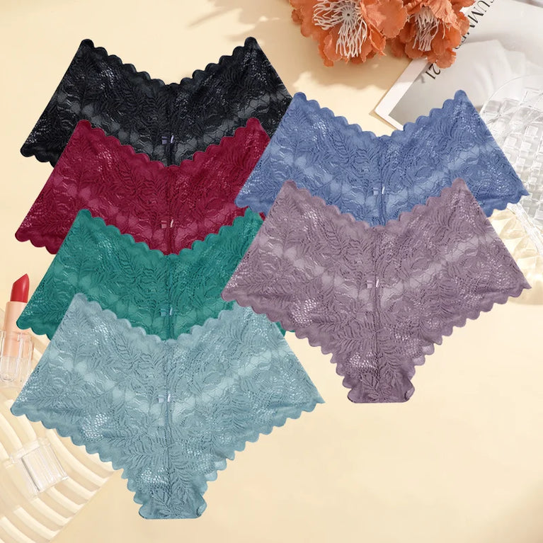 6pc Floral Lace Boyshorts | Sexy Low-Waist Briefs