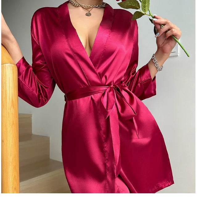 Short Silky Satin Robe | Bride & Bridesmaid Bathrobe