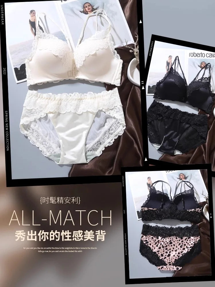 Leopard Print Bra Set | Wireless Push-Up Lingerie