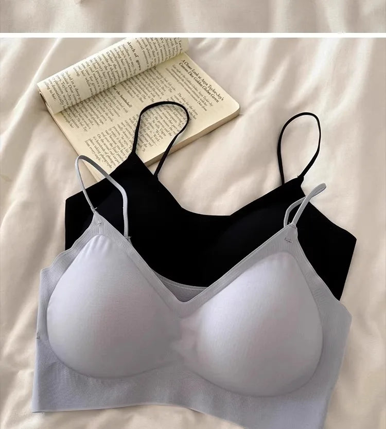 Summer V-Neck Seamless Bralette | Gathered No-Trace Comfort