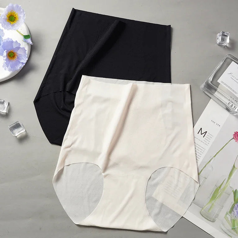 High-Waist Ice Silk Briefs | Seamless Ultra-Thin Panties