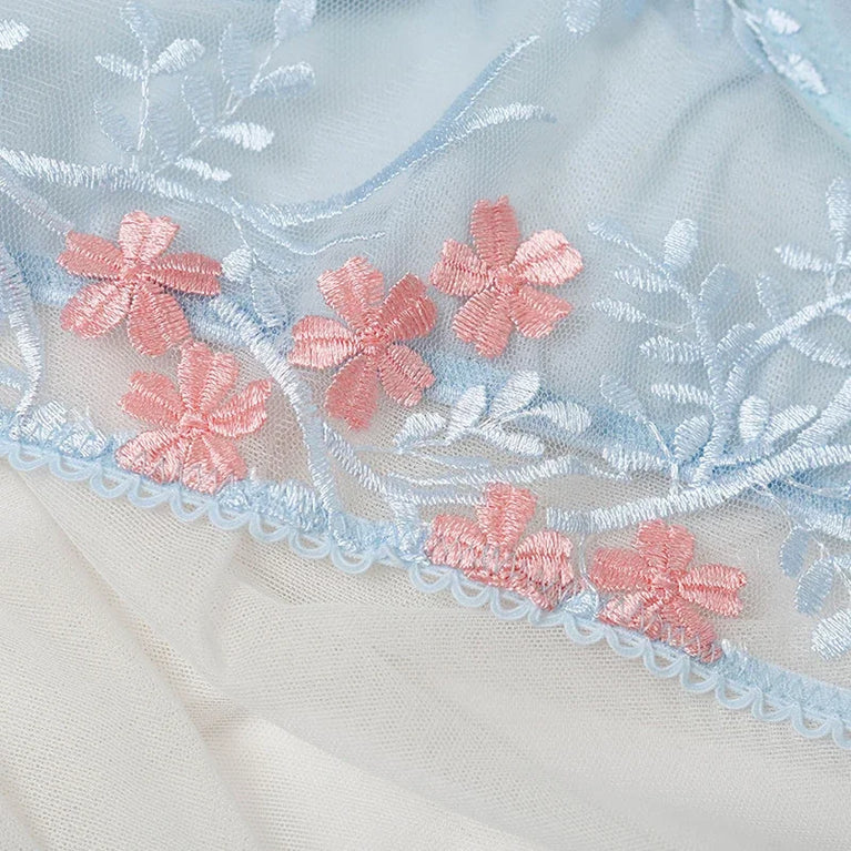 Floral Embroidery Unlined Bra and Brief Set – Sexy Transparent Lingerie