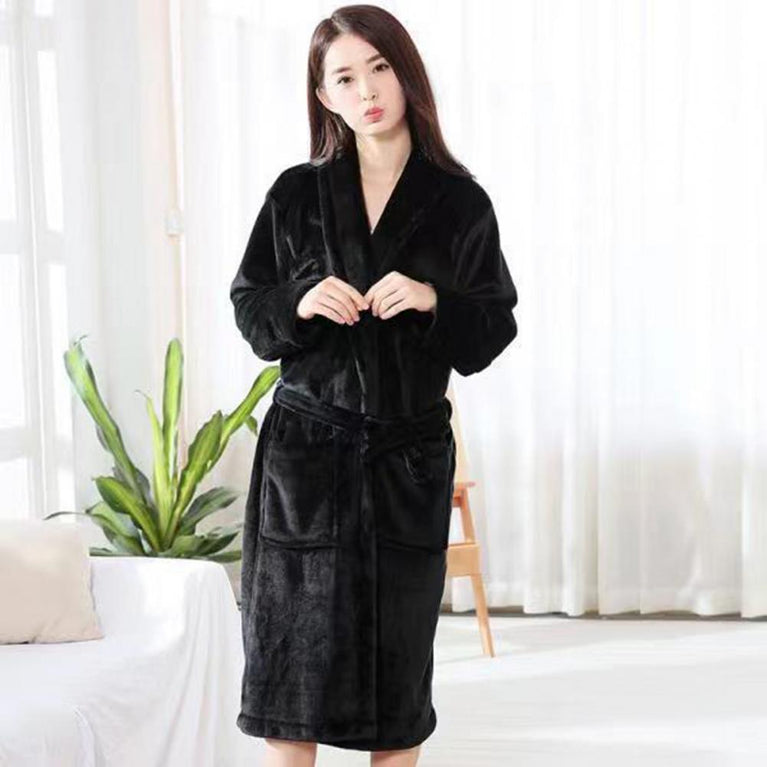 Unisex Fleece Bathrobe | Warm Thick Winter Sleepwear