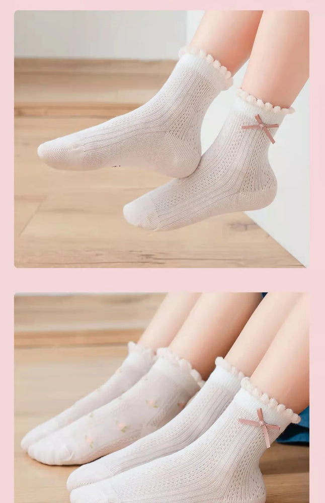 Raise Young 5-Pairs Summer Mesh Socks | Cute Girl’s Princess Set