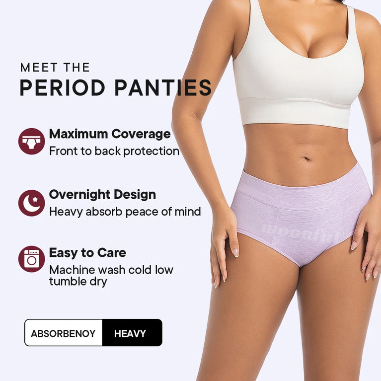 High-Waist Super Absorbent Period Underwear – Heavy-Overnight Protection