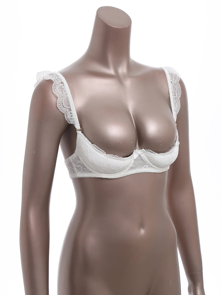 Floral Lace Half-Cup Underwire Bra – Romantic Ruffled Lingerie