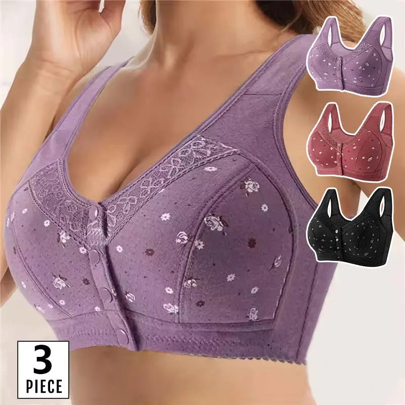 Front-Closure Seamless Bra Set – Wireless Sexy Lace Support