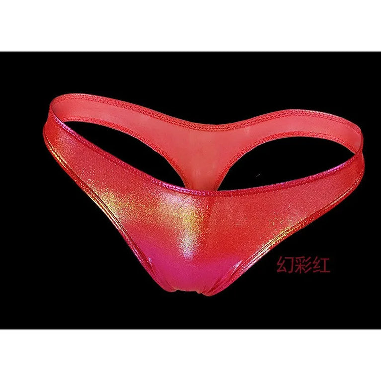Glossy Gradient Bikini Thongs – Low-Rise Vibrant Swim & Beach G-Strings