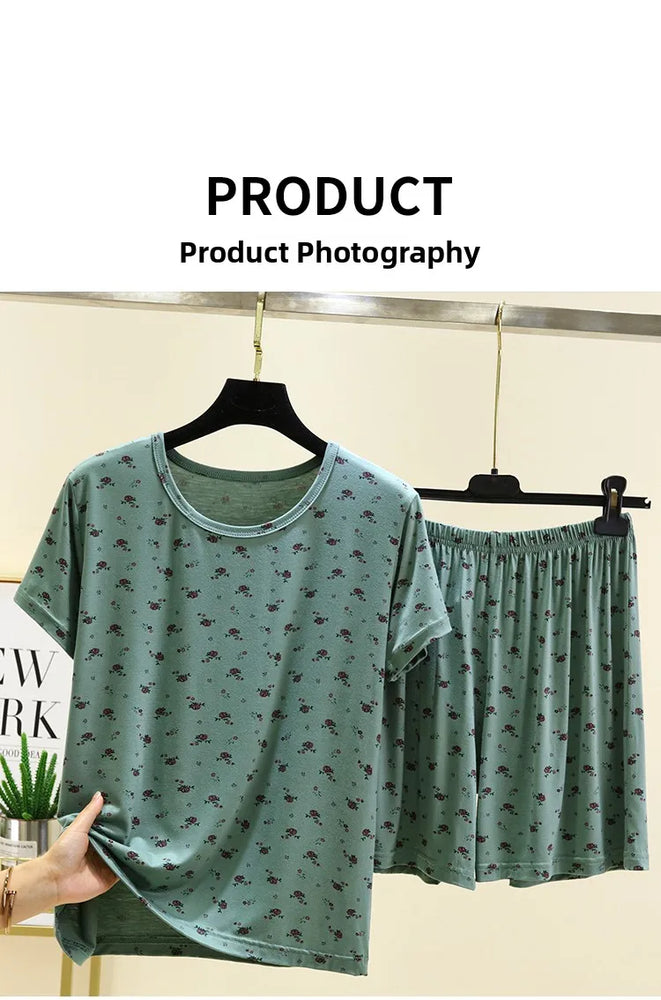 Women’s Modal Floral Pajama Set | Short Sleeve & Shorts