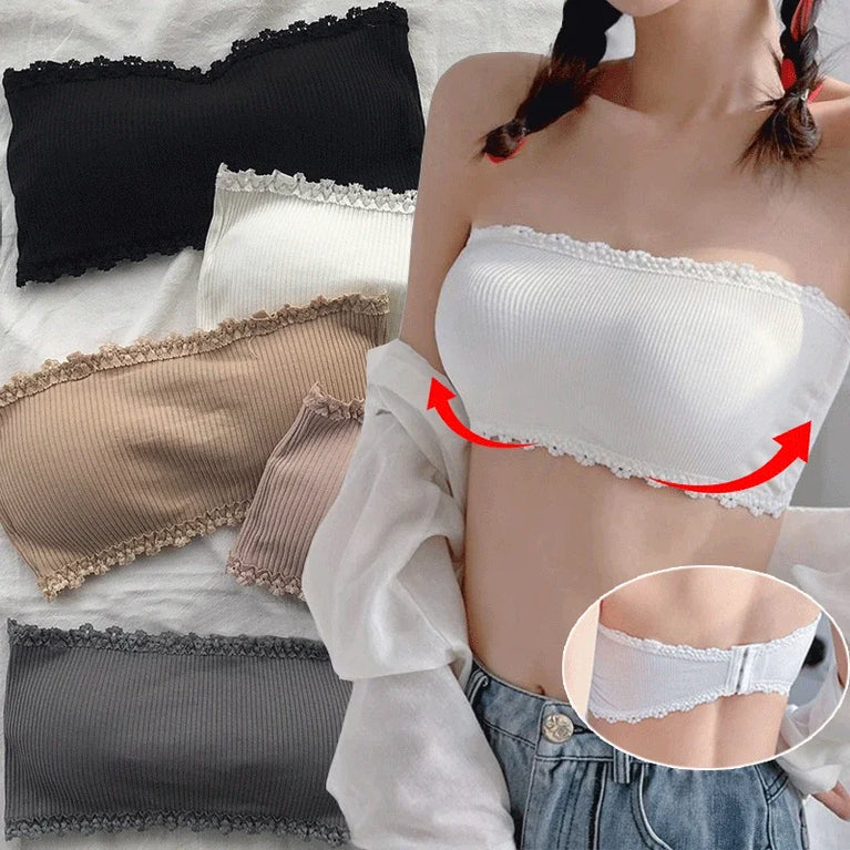 Summer Strapless Seamless Bra – Breathable Lace Chest Wrap