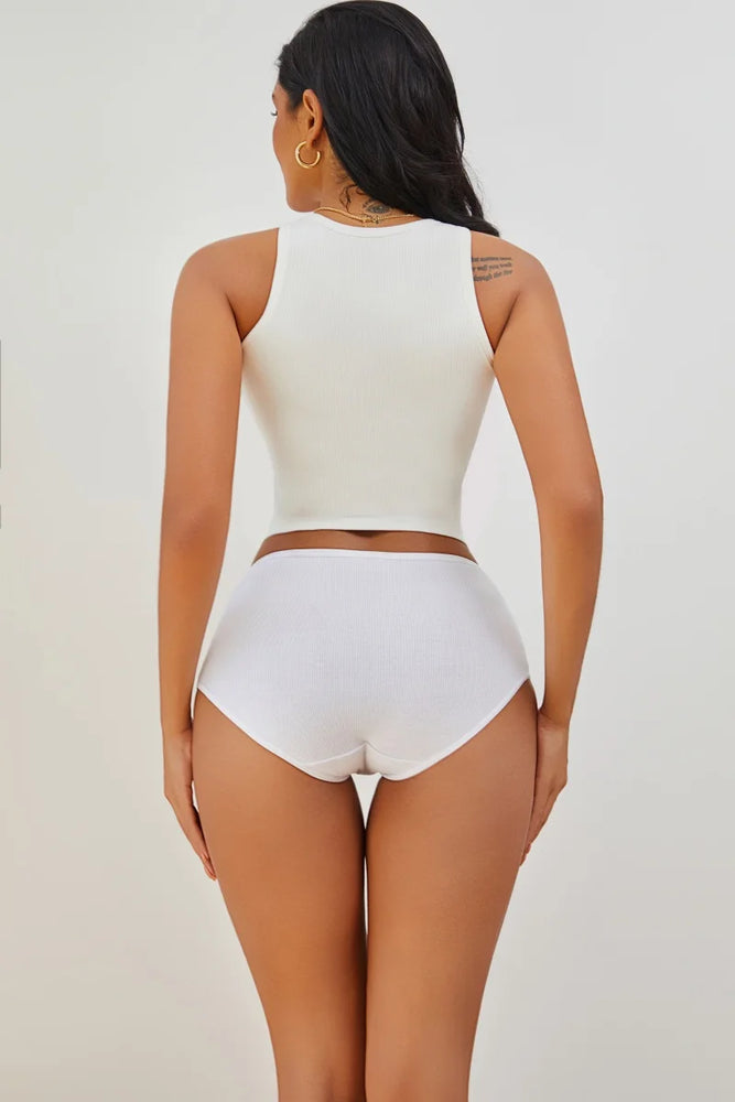 6pc Seamless Cotton Briefs | High-Waist Striped Set