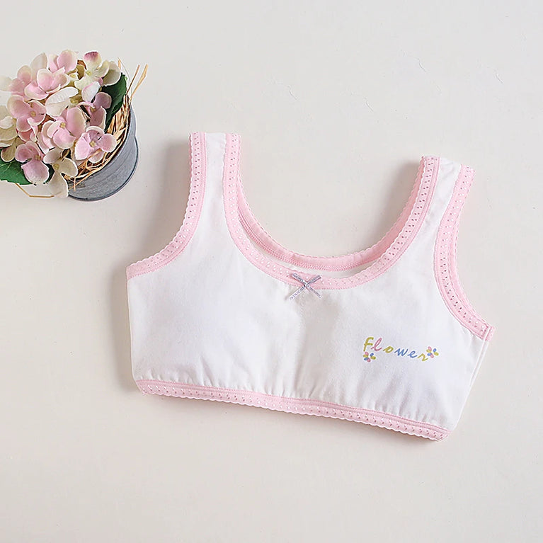 Girls' Purple Floral Cotton Training Bra Set