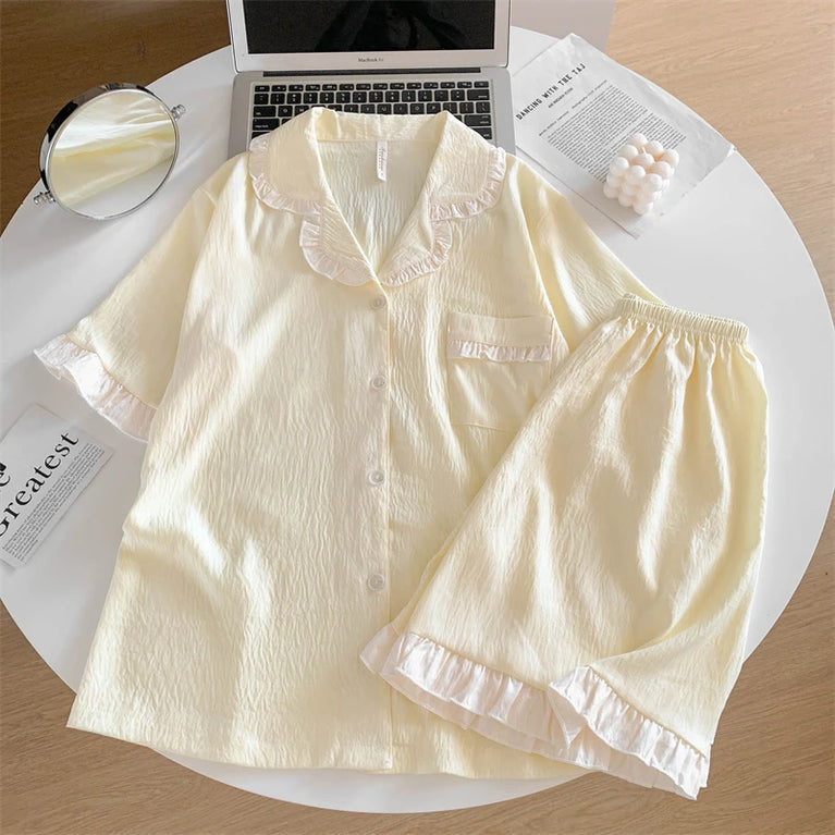 Women’s 3pc Cloud Cotton Loungewear Set | Blue Summer PJs