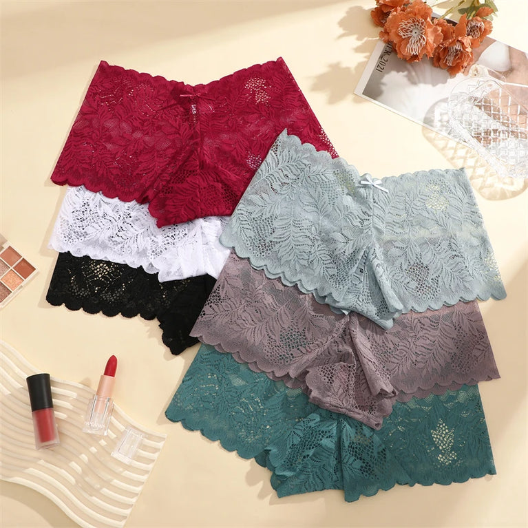 6pc Floral Lace Boyshorts | Sexy Low-Waist Briefs