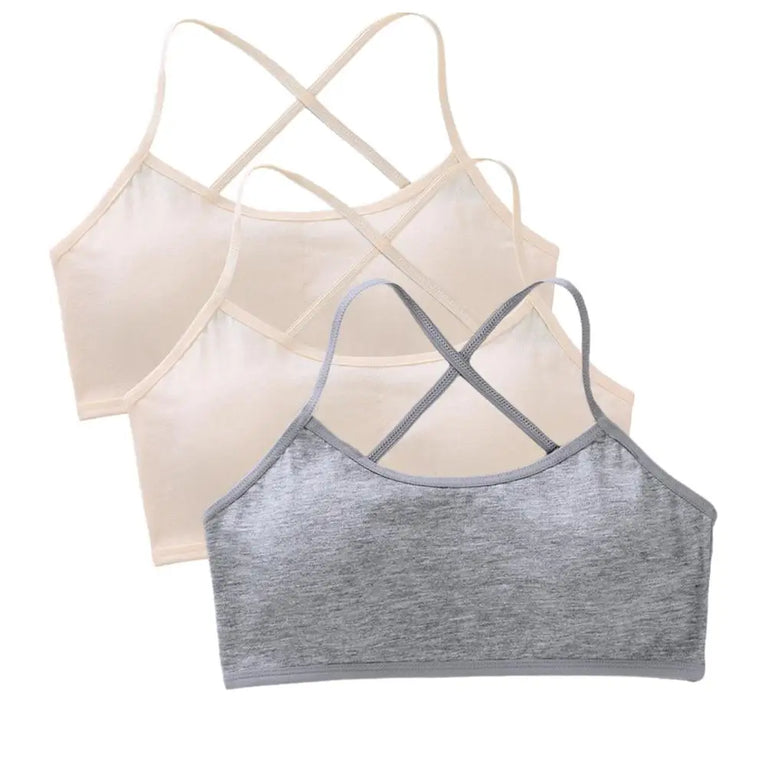 3-Pack Cotton Training Bras | Soft Teen First Camisole
