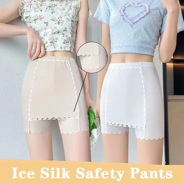 Ice Silk Seamless Safety Shorts | Double-Layer Summer Bloomers