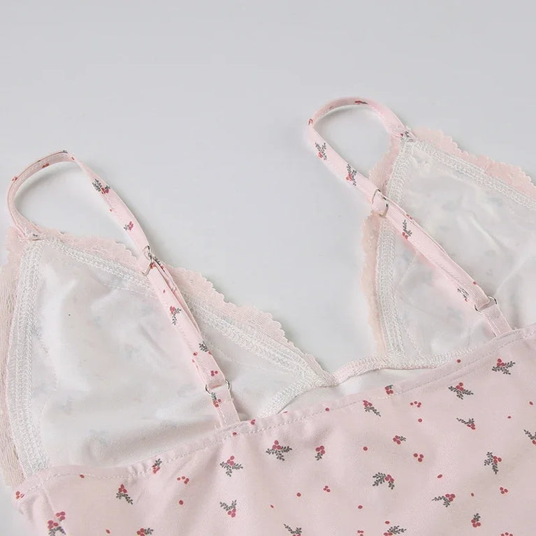 Women’s Floral Lace Pajama Set | Sleeveless Camisole & Shorts