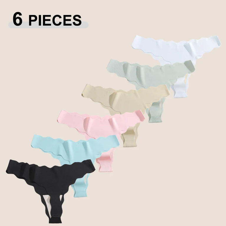 6pc Ice Silk Thongs | Traceless Wave Edge G-Strings