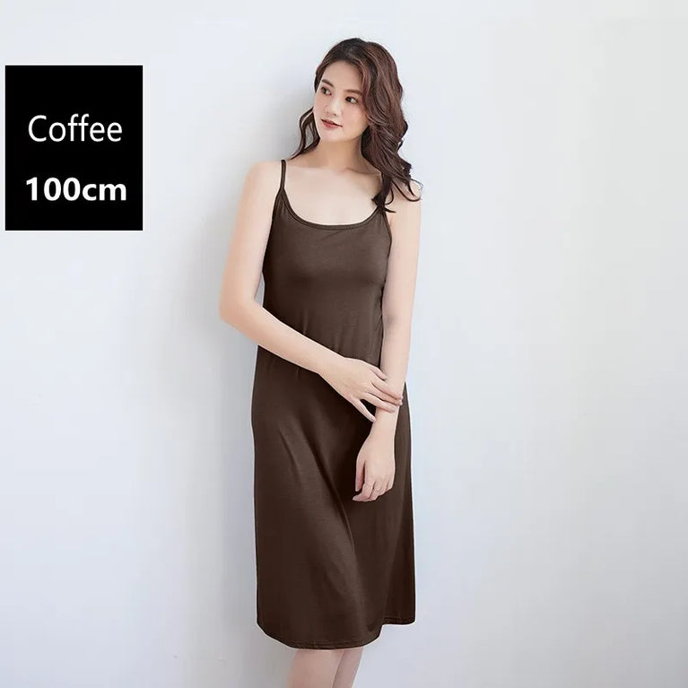 Elegant Modal Full Slip Dress Sleeveless Camisole Inner Dress