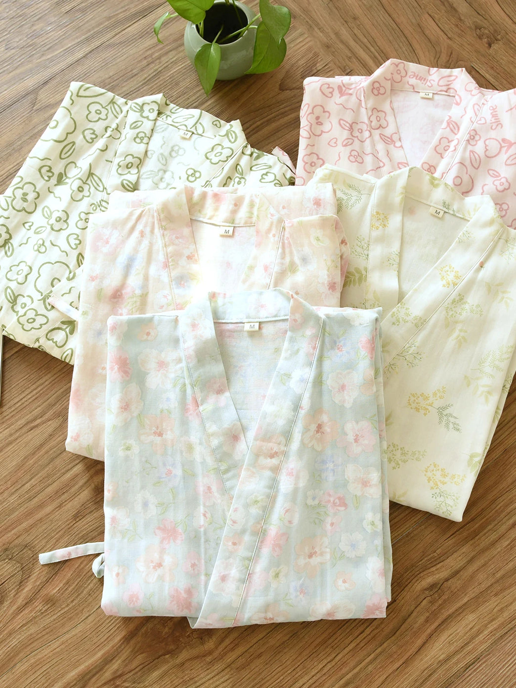 Women's Pure Cotton Floral Robe | Thin Gauze Sleep Gown
