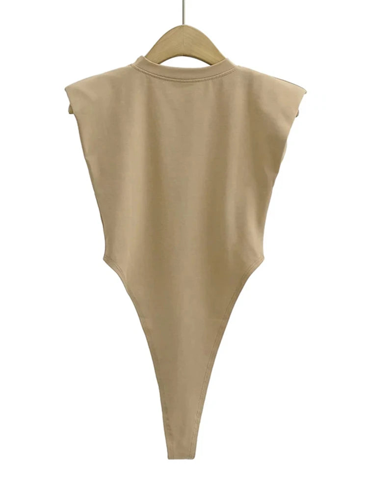 Padded Shoulder Sleeveless Bodysuit | 2026 Summer Bodycon Essential