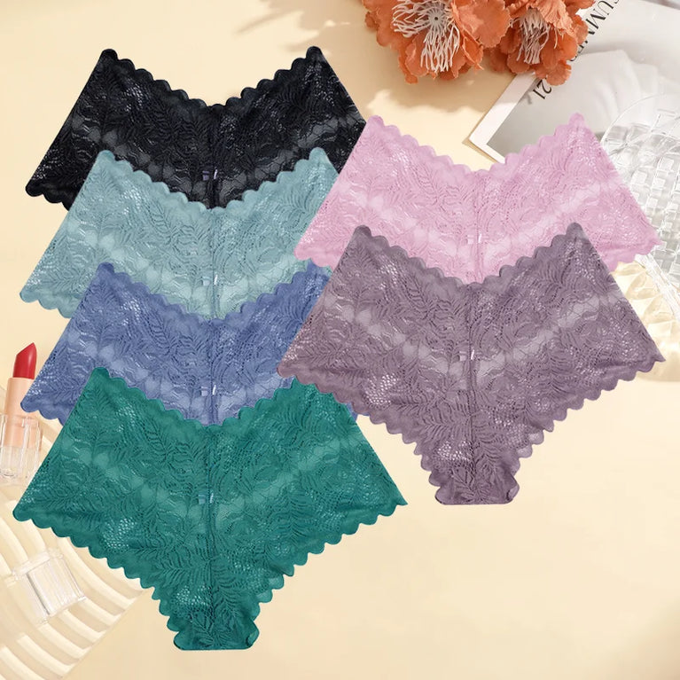 6pc Floral Lace Boyshorts | Sexy Low-Waist Briefs