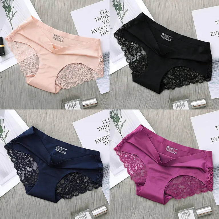 Silk-Satin Lace Briefs | Sexy Seamless Plus Size Lingerie