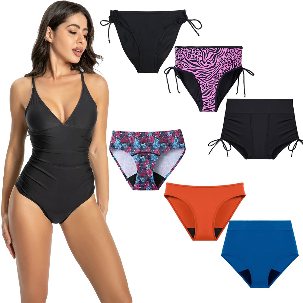 High-Waist Period Swimwear | 4-Layer Leakproof Menstrual Bikini