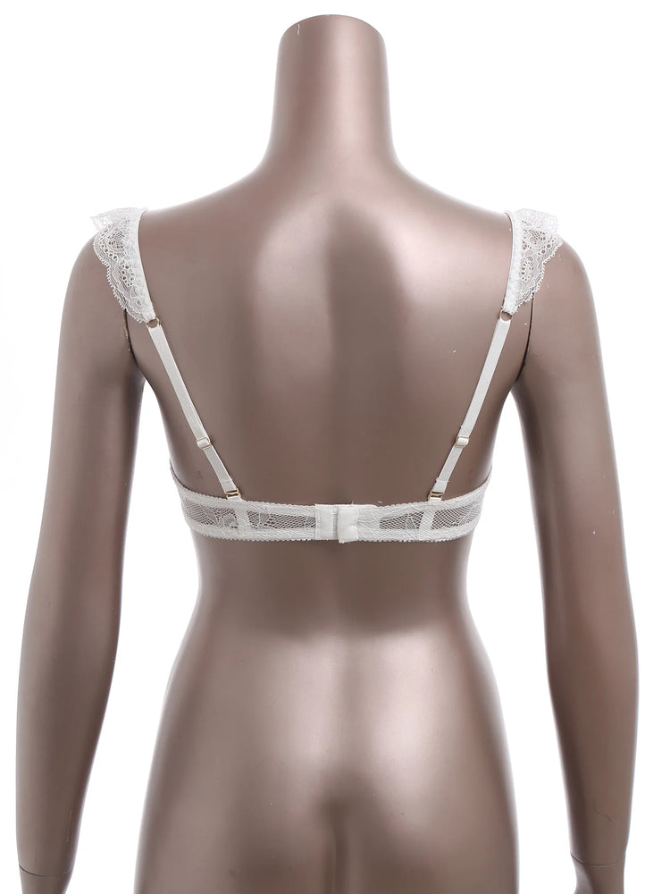 Floral Lace Half-Cup Underwire Bra – Romantic Ruffled Lingerie