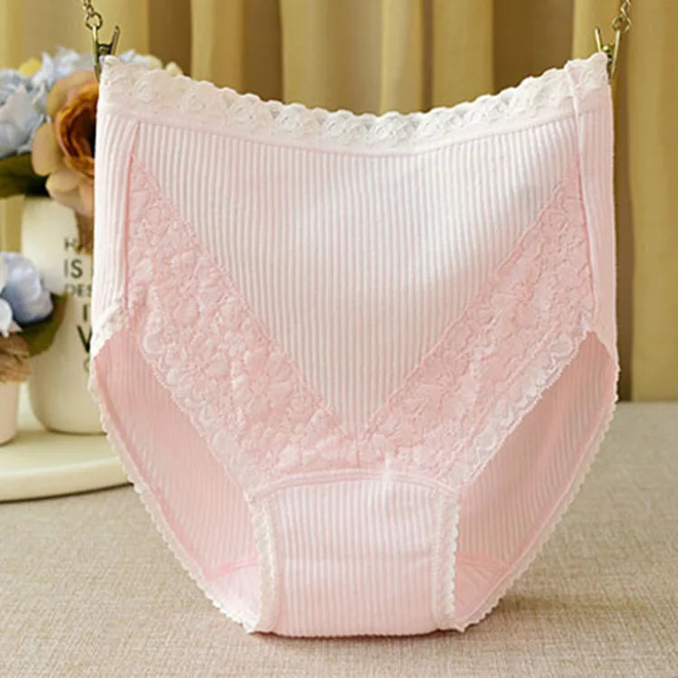 High-Waist Cotton Briefs | Seamless Lace-Trim Panties
