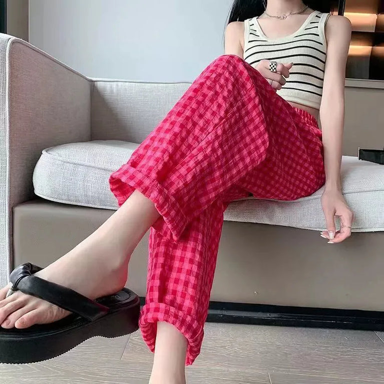 Loose Plaid Pajama Pants | Thin Summer Home Trousers