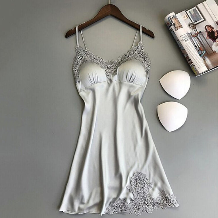 Women’s Sexy Lace Nightdress | Silk-Touch Robe & Briefs Set