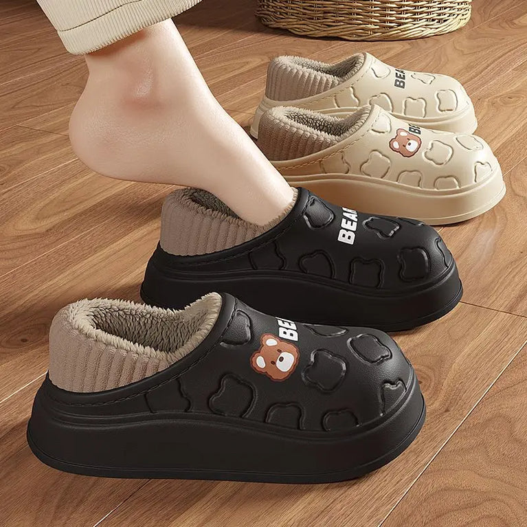 Waterproof Plush Winter Slippers | Warm Anti-Slip Home Shoes