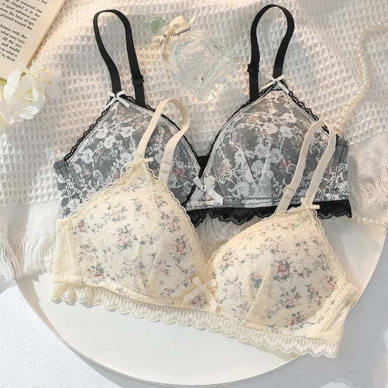 French Lace Bralette | Seamless Transparent Lingerie