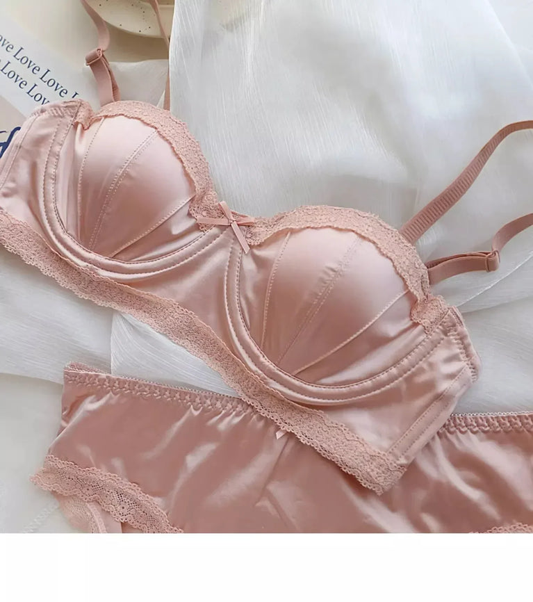 Luxury Satin Deep V Bra | Soft Steel-Free Push-Up Lingerie