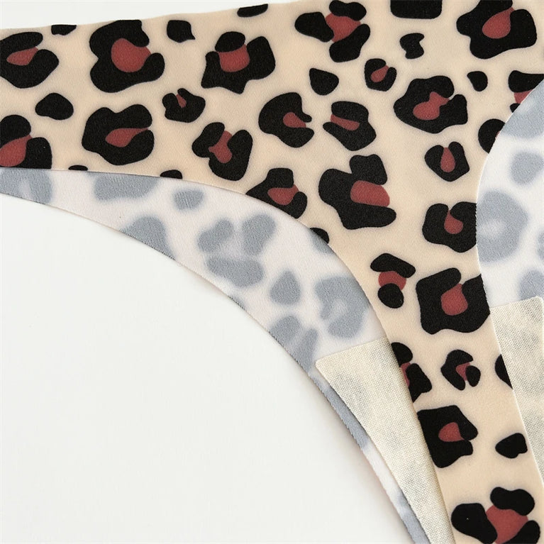 5pc Leopard Thongs | Seamless Ice Silk G-Strings