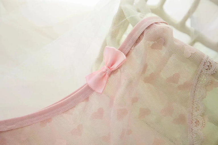 Sweetheart Mesh Briefs | Transparent Bow Heart Panties